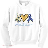 Peace Love Cures Ribbon Colon Cancer Awareness Supporter Kids Sweatshirt thumb 0
