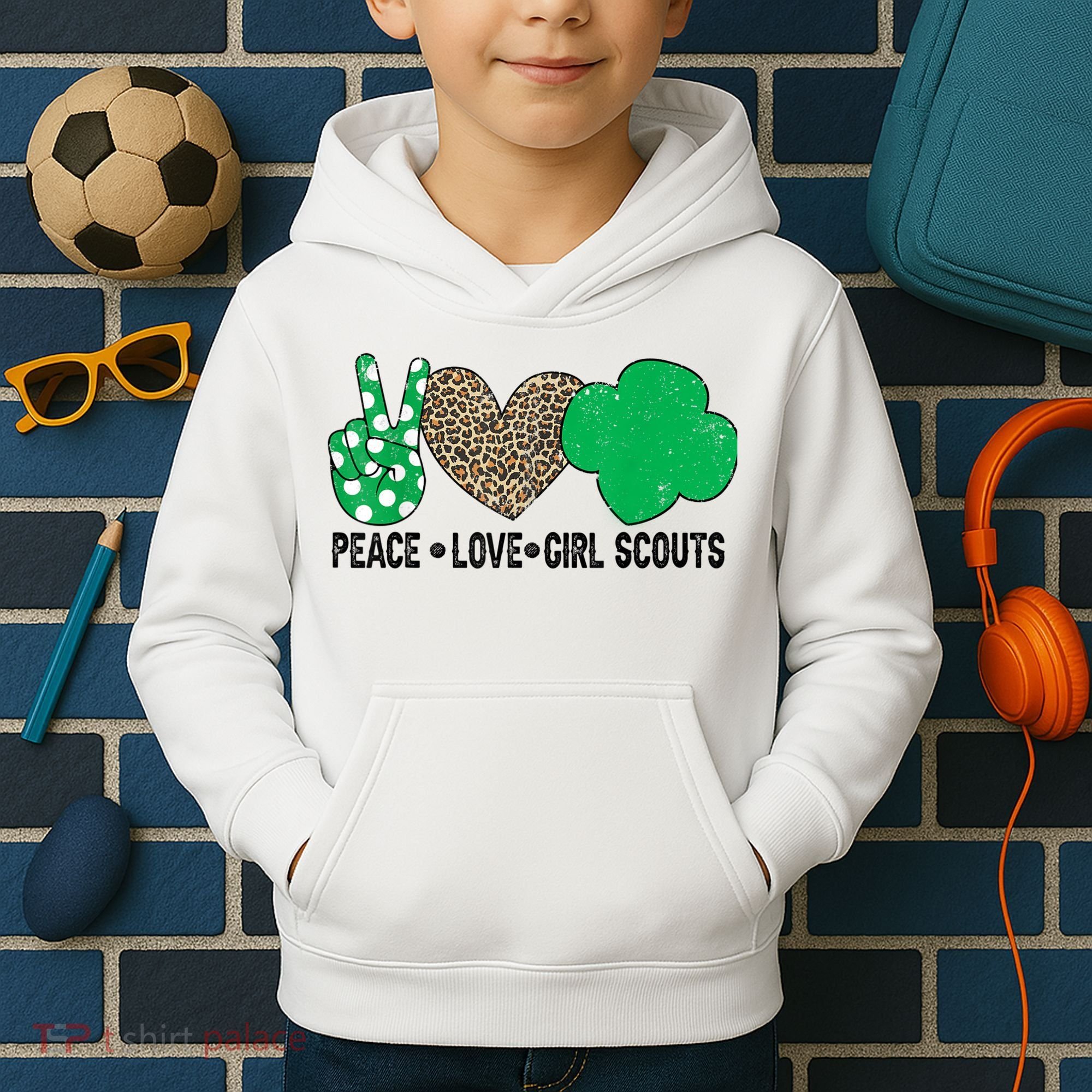 Peace Love Cookie Scout For Girls Bakery Cookie Season Kids Hoodie