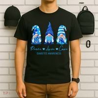 Peace Love Cure Gnome Diabetes Awareness Survivors Gifts T-Shirt thumb 6