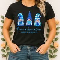 Peace Love Cure Gnome Diabetes Awareness Survivors Gifts Women's T-Shirt thumb 2