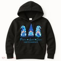 Peace Love Cure Gnome Diabetes Awareness Survivors Gifts Kids Hoodie thumb 0