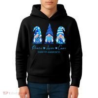 Peace Love Cure Gnome Diabetes Awareness Survivors Gifts Kids Hoodie thumb 4