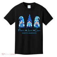Peace Love Cure Gnome Diabetes Awareness Survivors Gifts Kids T-Shirt thumb 0