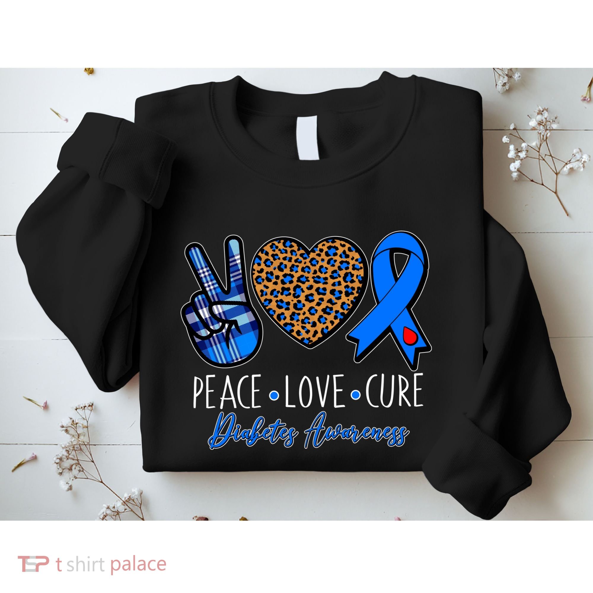Peace Love Cure Diabetes Awareness Sweatshirt