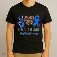Peace Love Cure Diabetes Awareness T-Shirt thumb 3