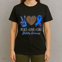 Peace Love Cure Diabetes Awareness T-Shirt thumb 4