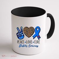 Peace Love Cure Diabetes Awareness Coffee Mug thumb 1