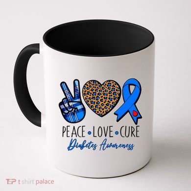 Peace Love Cure Diabetes Awareness Coffee Mug