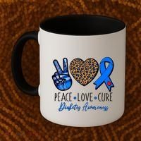 Peace Love Cure Diabetes Awareness Coffee Mug thumb 2