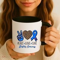 Peace Love Cure Diabetes Awareness Coffee Mug thumb 3