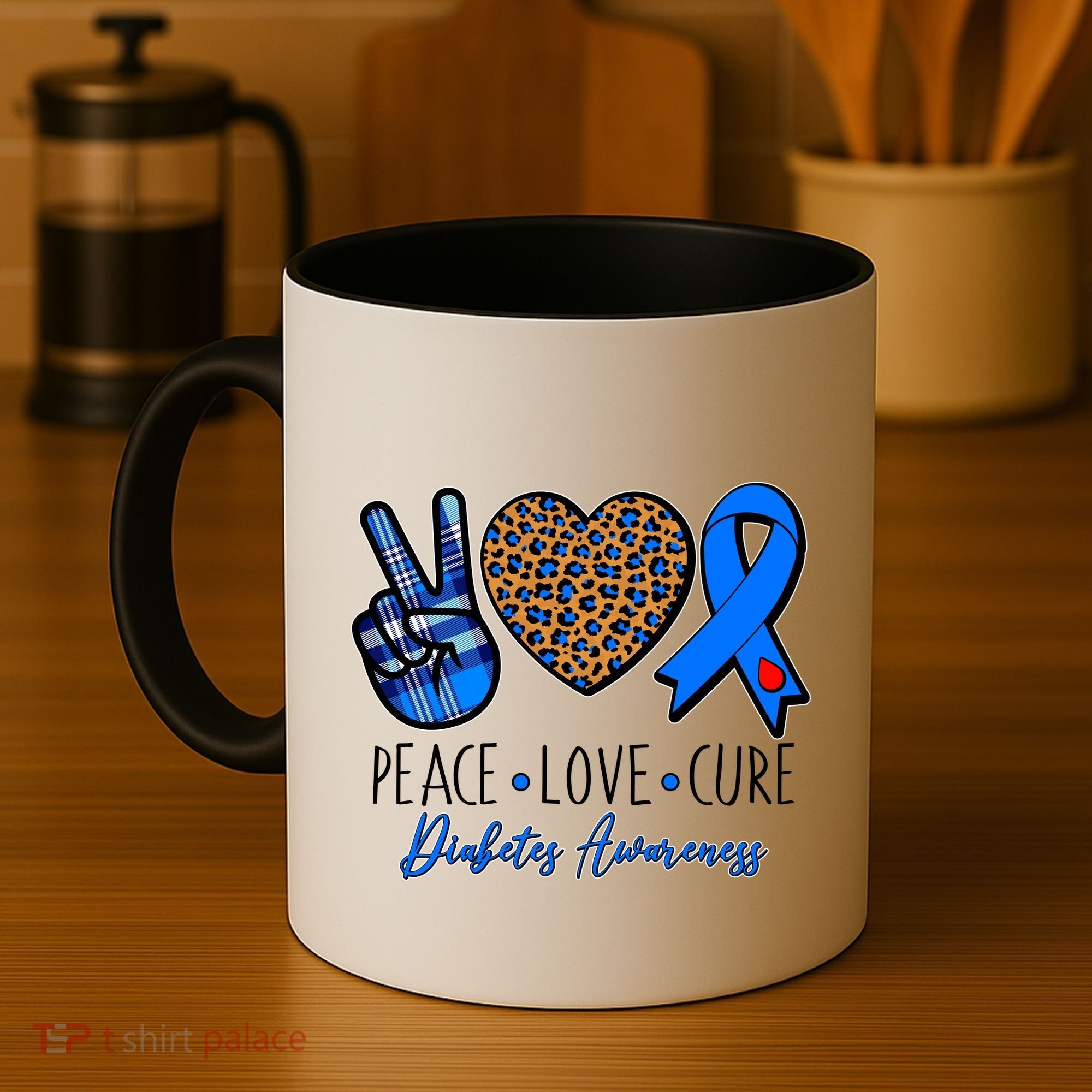 Peace Love Cure Diabetes Awareness Coffee Mug