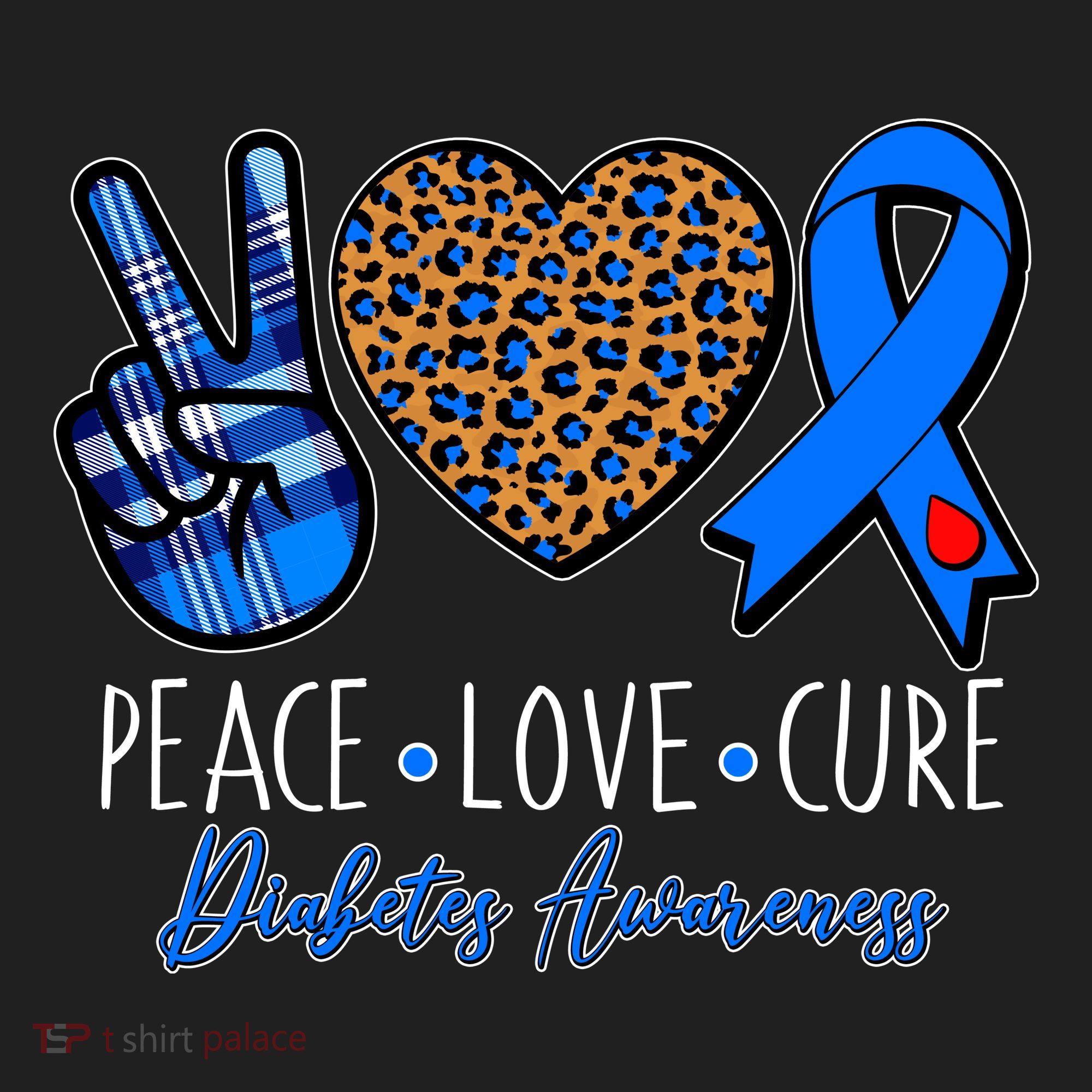Peace Love Cure Diabetes Awareness Beanie