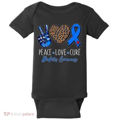 Peace Love Cure Diabetes Awareness Baby Bodysuit