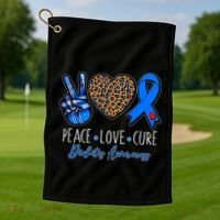 Peace Love Cure Diabetes Awareness Golf Towel thumb 1