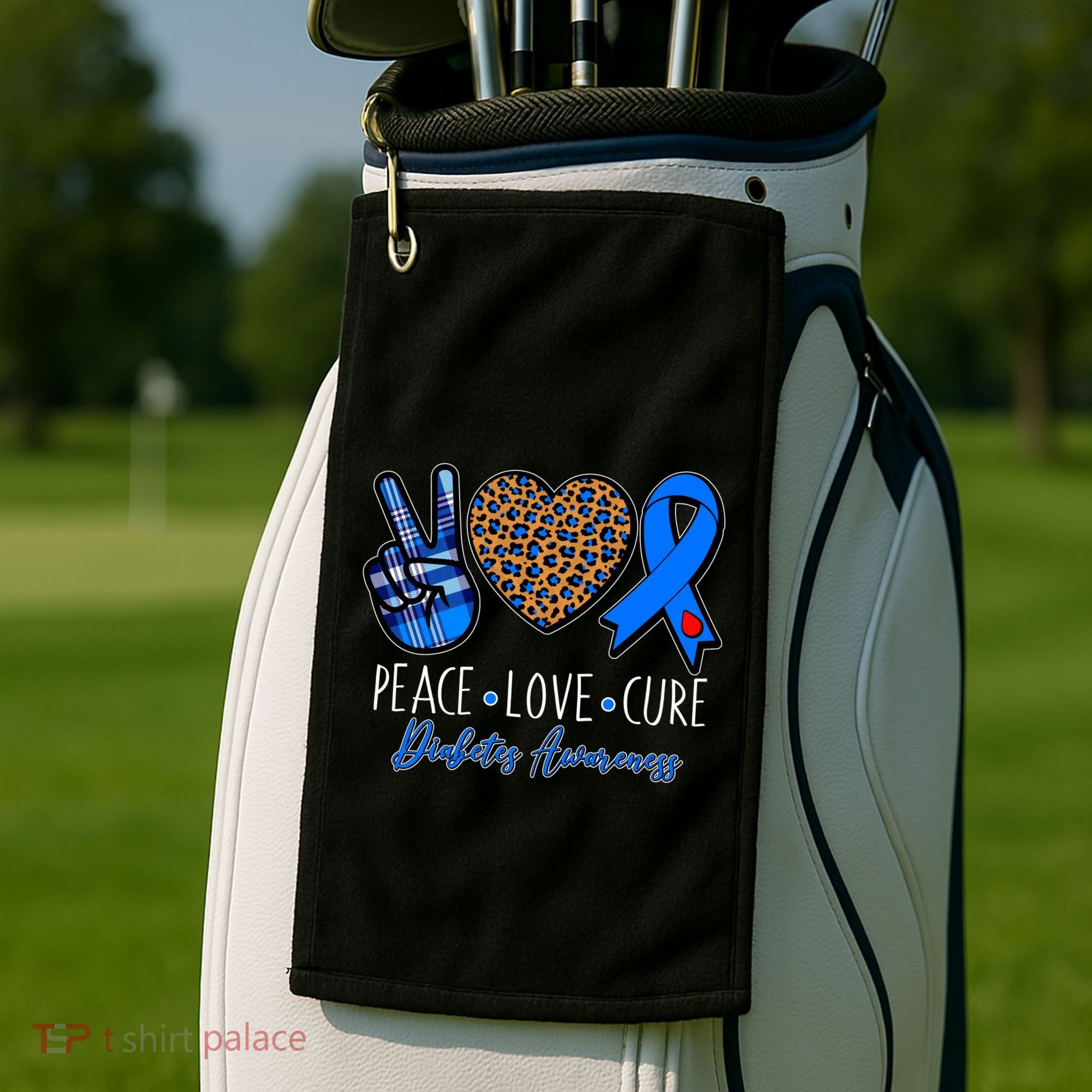 Peace Love Cure Diabetes Awareness Golf Towel