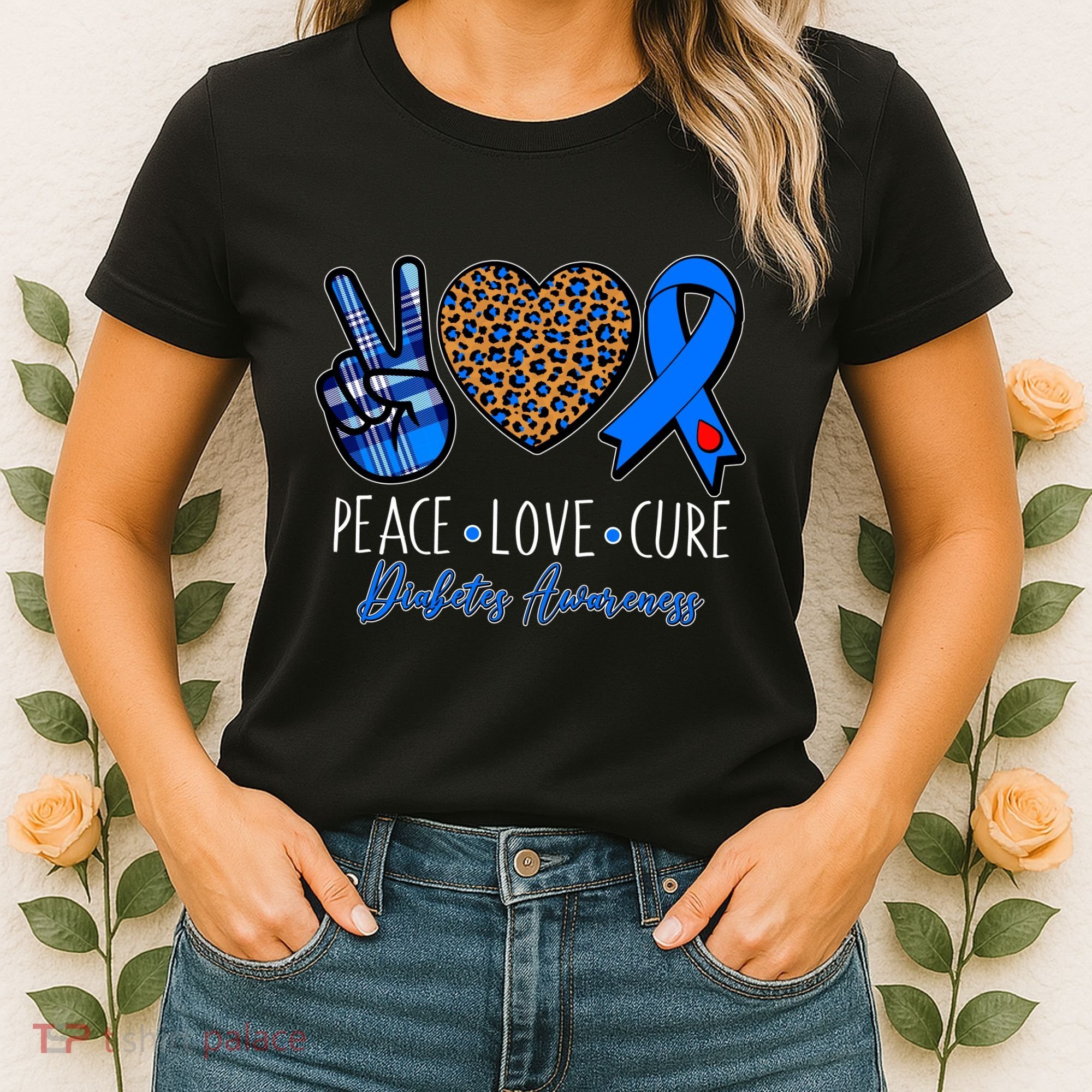 Peace Love Cure Diabetes Awareness Women's T-Shirt