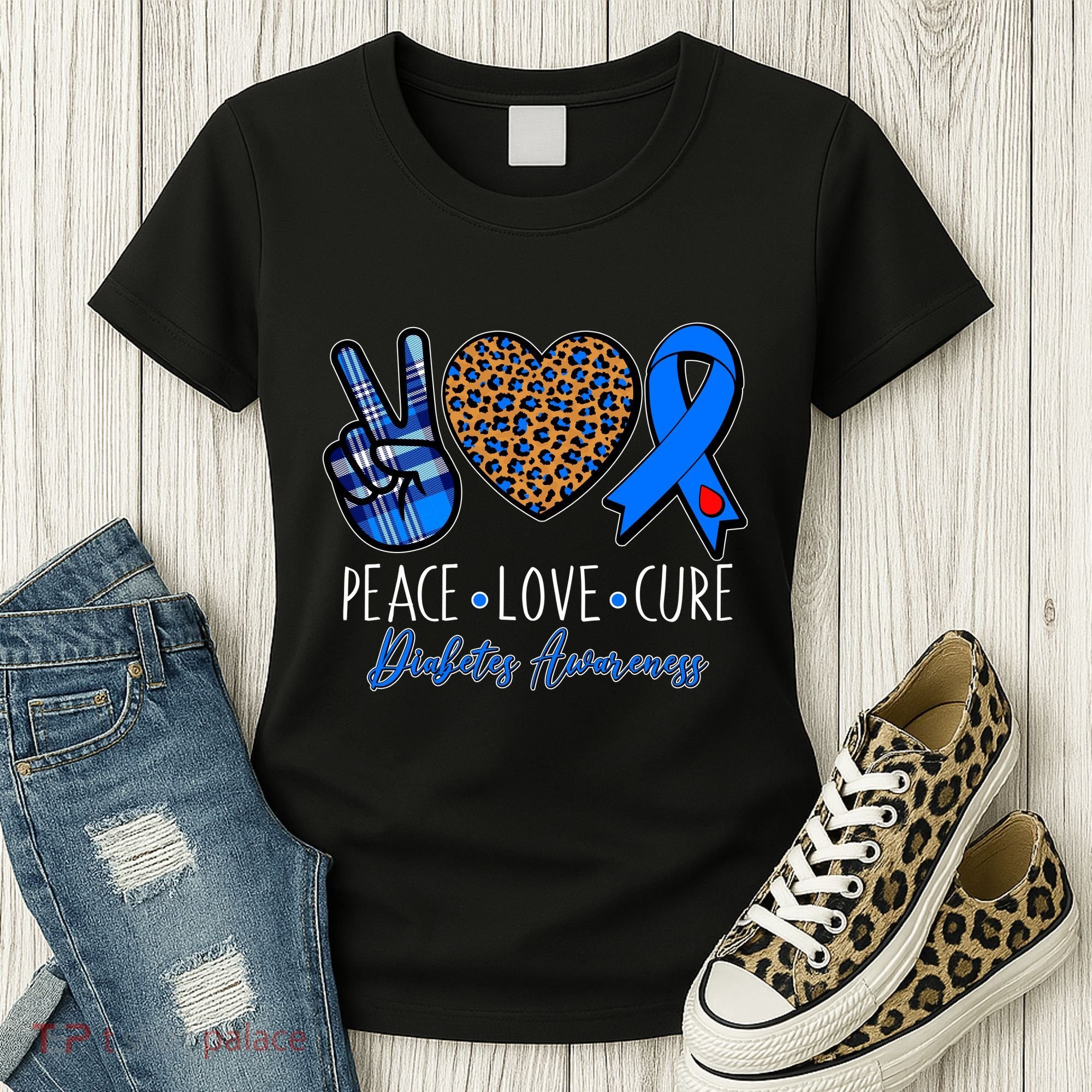 Peace Love Cure Diabetes Awareness Women's T-Shirt
