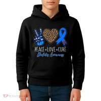 Peace Love Cure Diabetes Awareness Kids Hoodie thumb 4