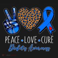 Peace Love Cure Diabetes Awareness Kids T-Shirt thumb 4