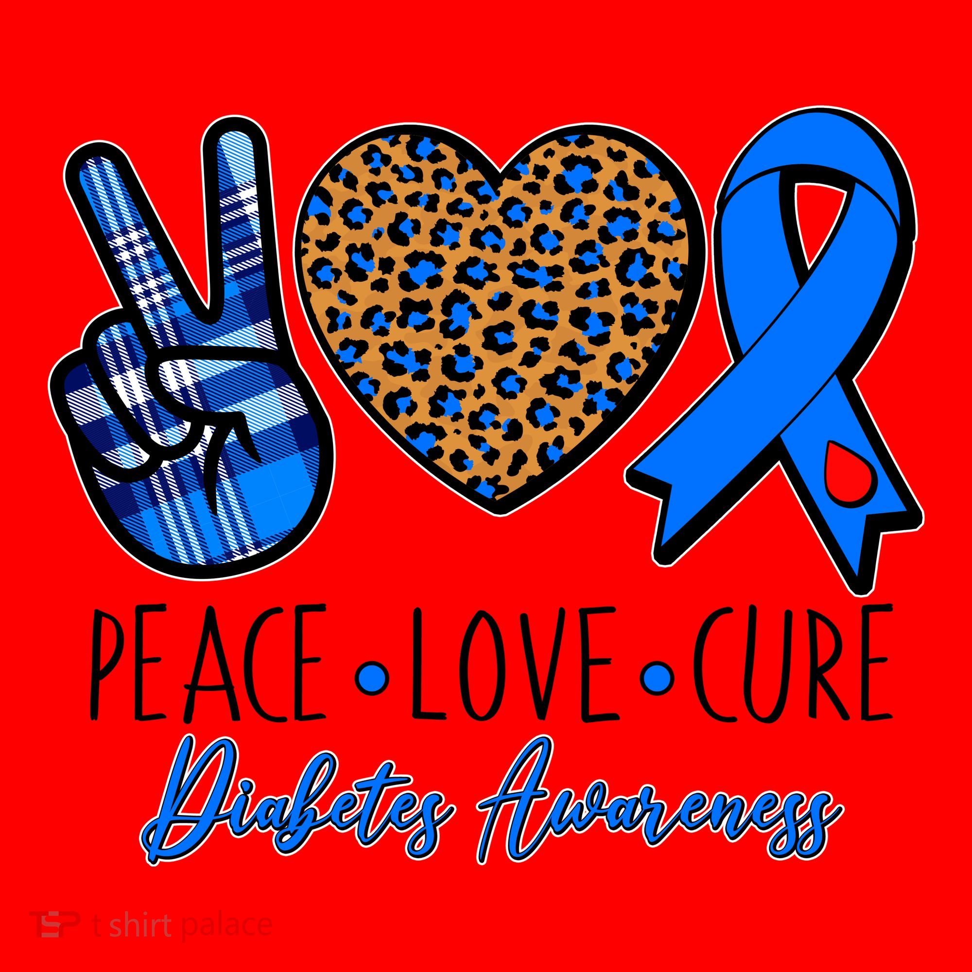 Peace Love Cure Diabetes Awareness Santa Hat