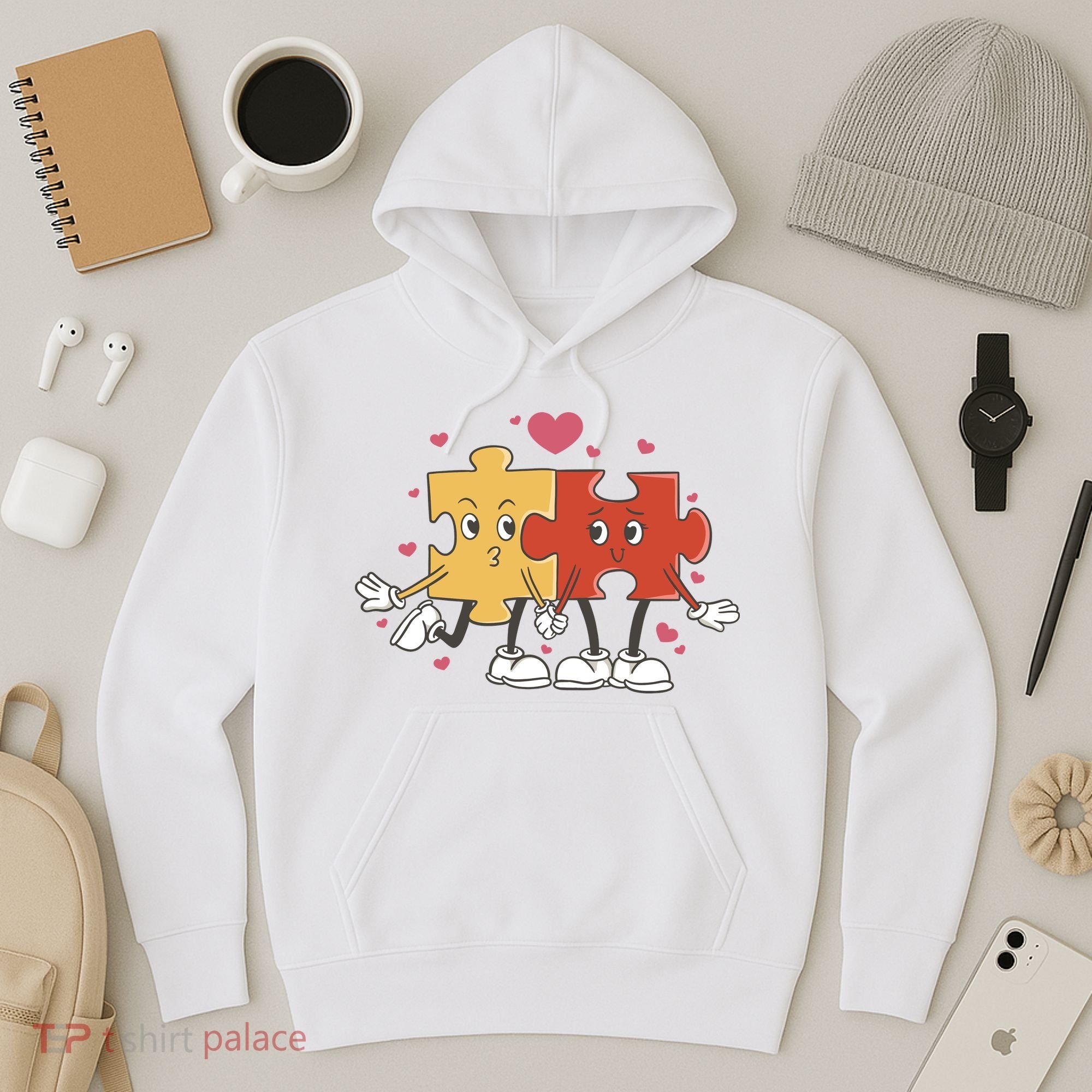 Puzzle Love Cartoon Hoodie