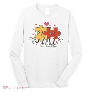 Puzzle Love Cartoon Long Sleeve Shirt