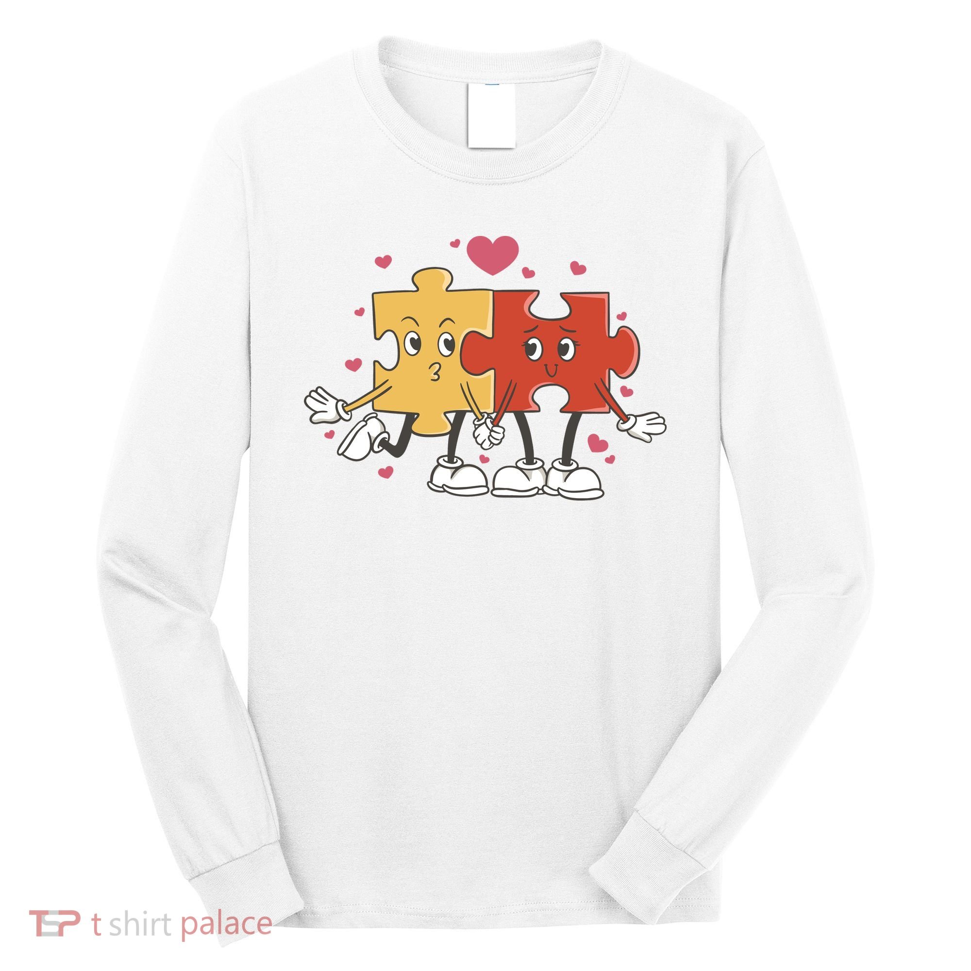 Puzzle Love Cartoon Long Sleeve Shirt