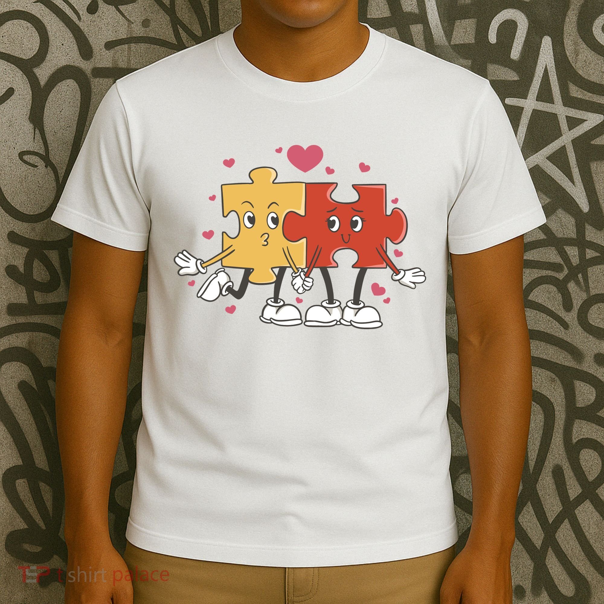 Puzzle Love Cartoon T-Shirt