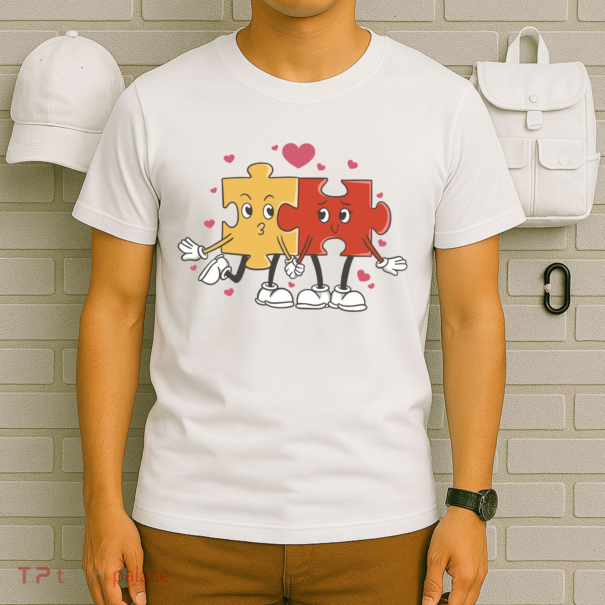 Puzzle Love Cartoon T-Shirt