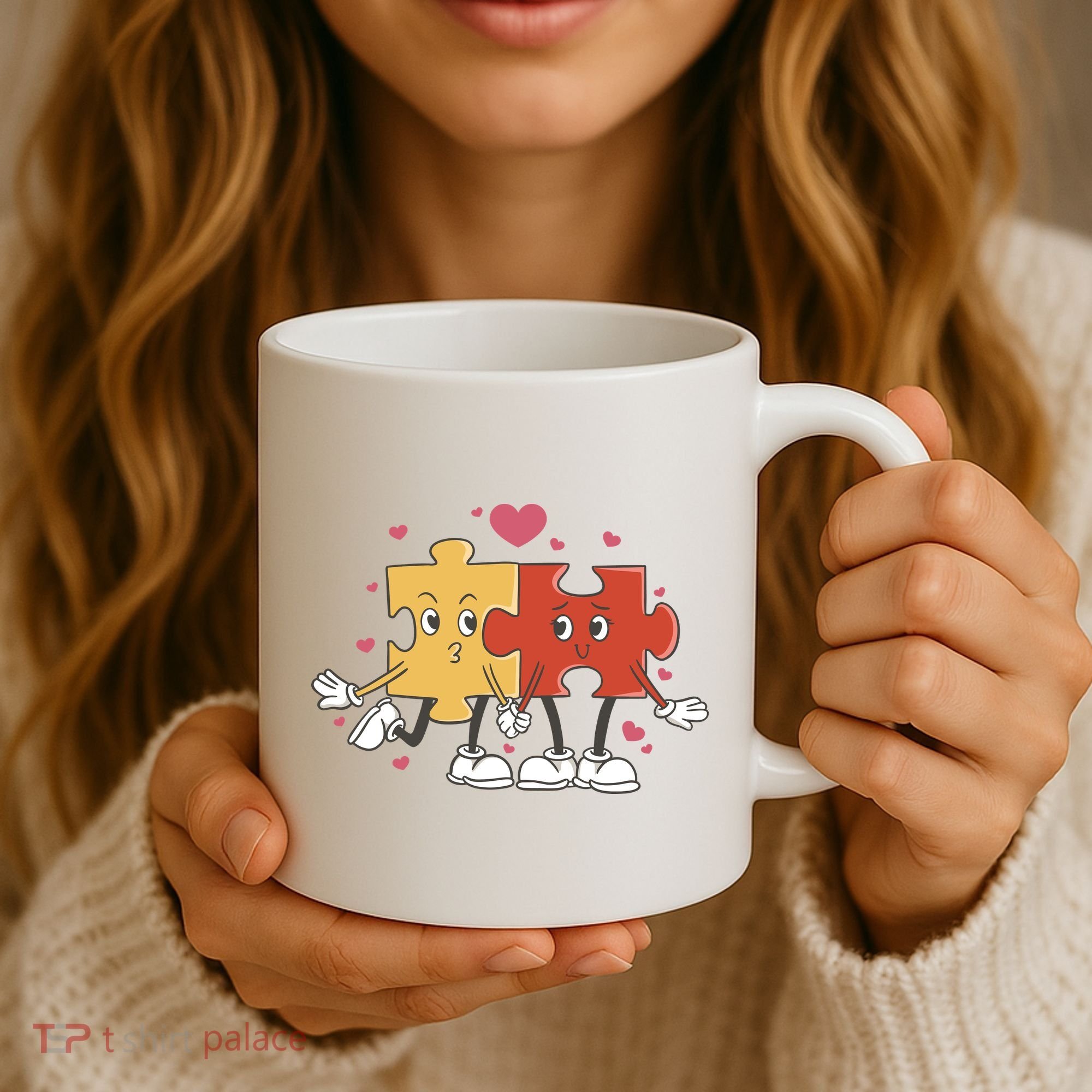Puzzle Love Cartoon Coffee Mug