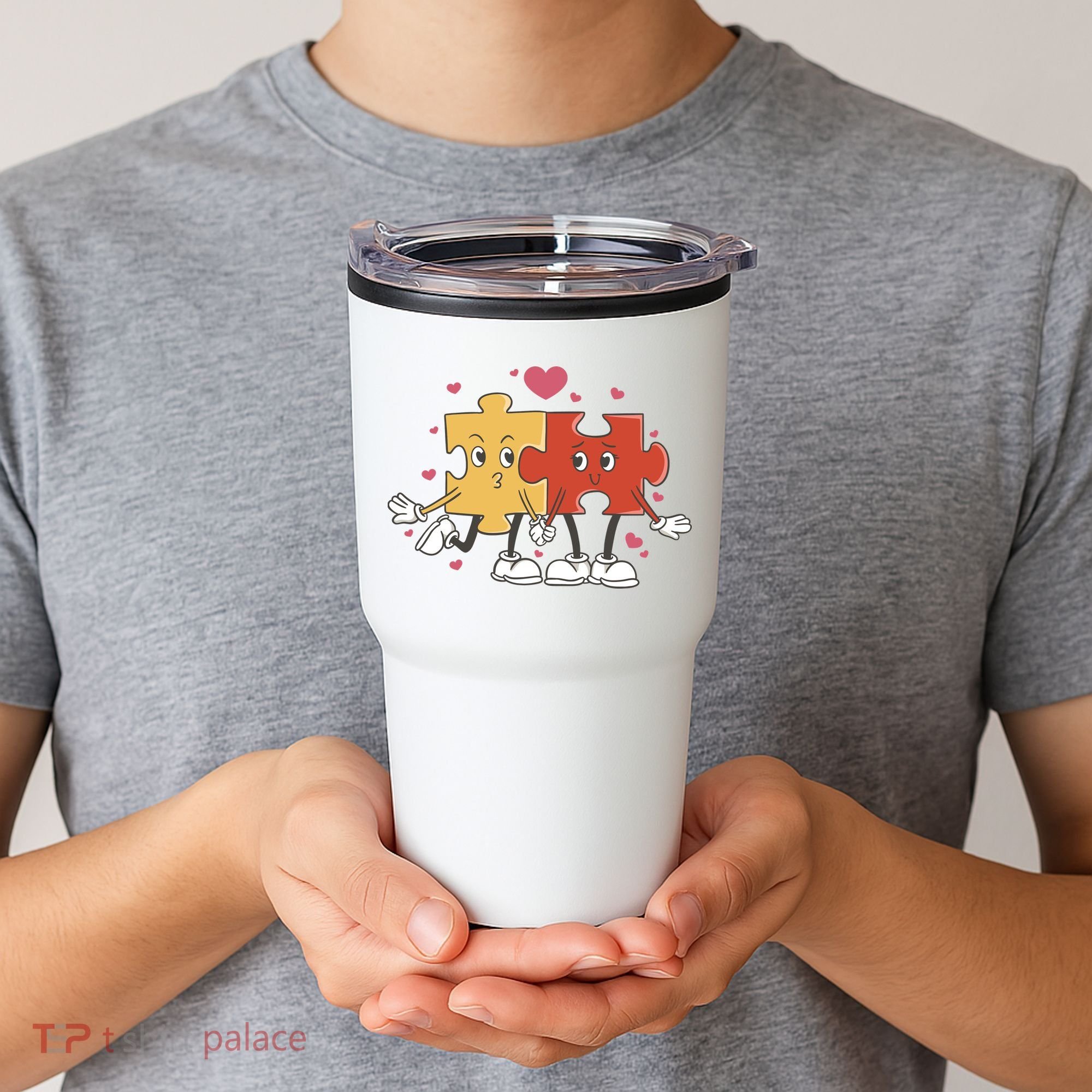 Puzzle Love Cartoon Tumbler