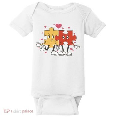 Puzzle Love Cartoon Baby Bodysuit