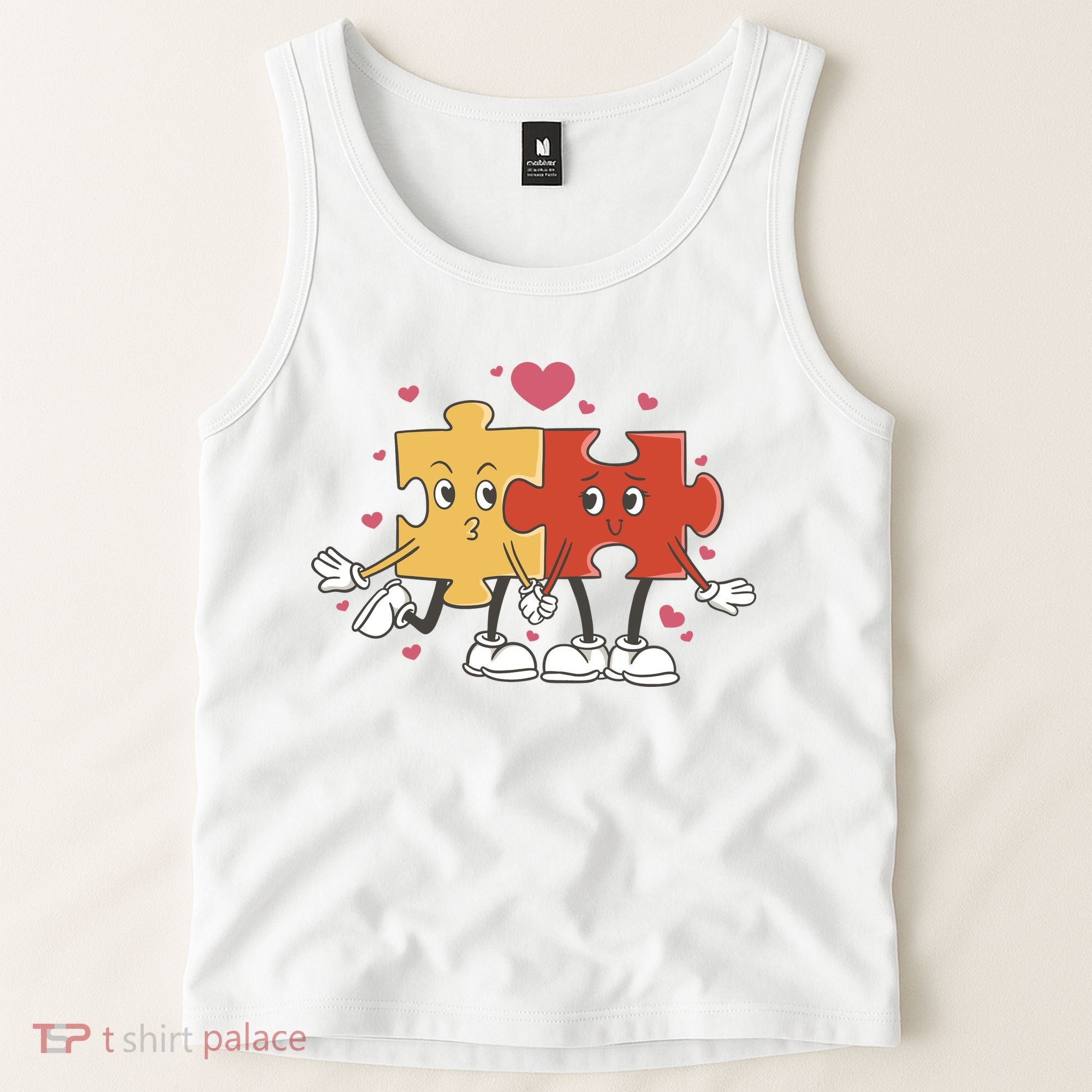 Puzzle Love Cartoon Tank Top