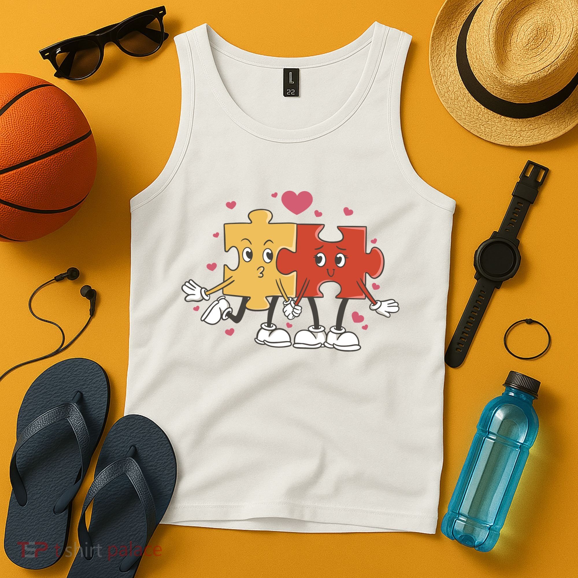 Puzzle Love Cartoon Tank Top