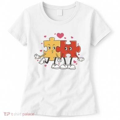 Puzzle Love Cartoon Women's T-Shirt