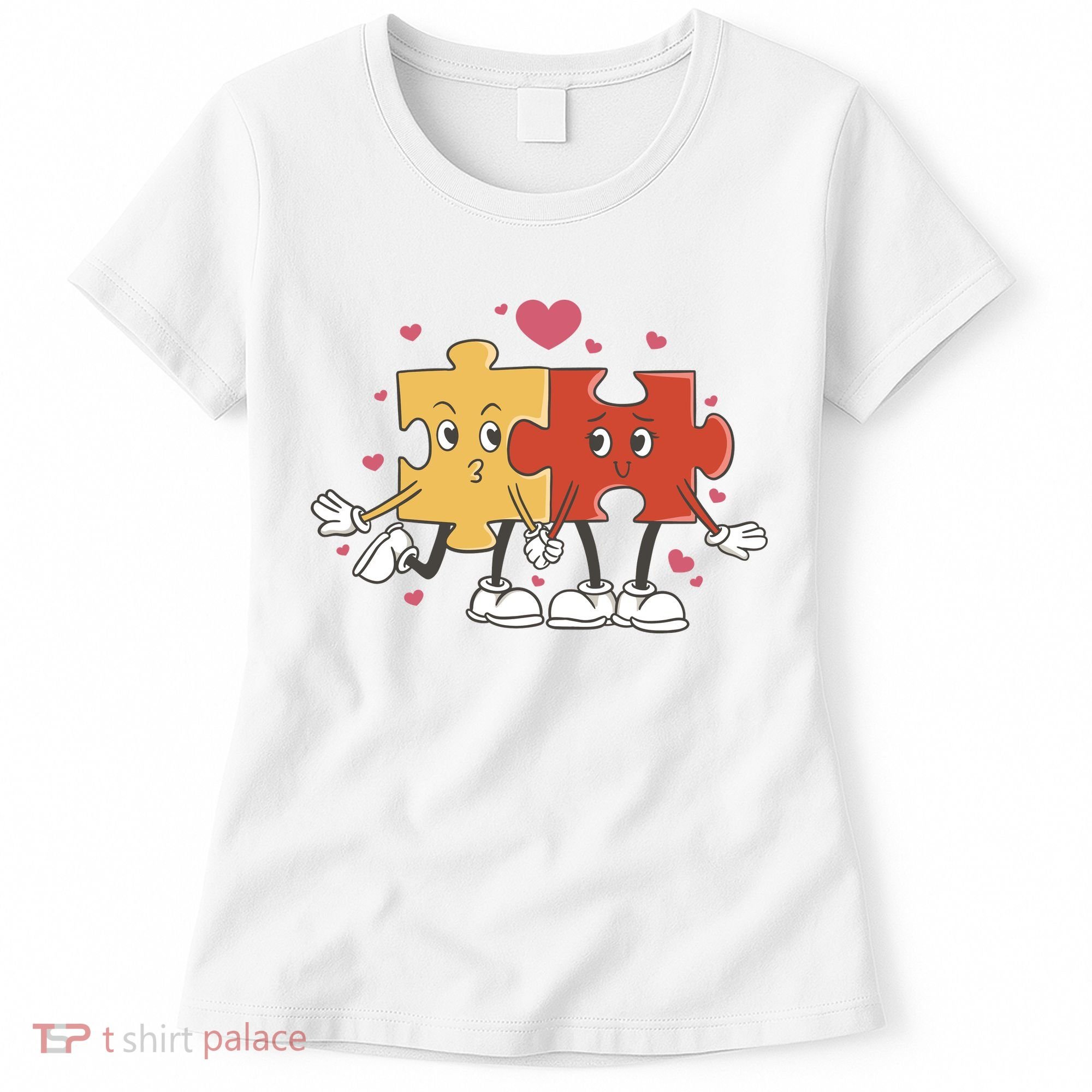Puzzle Love Cartoon Women's T-Shirt