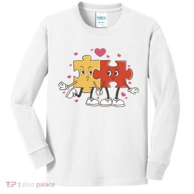 Puzzle Love Cartoon Kids Long Sleeve Shirt