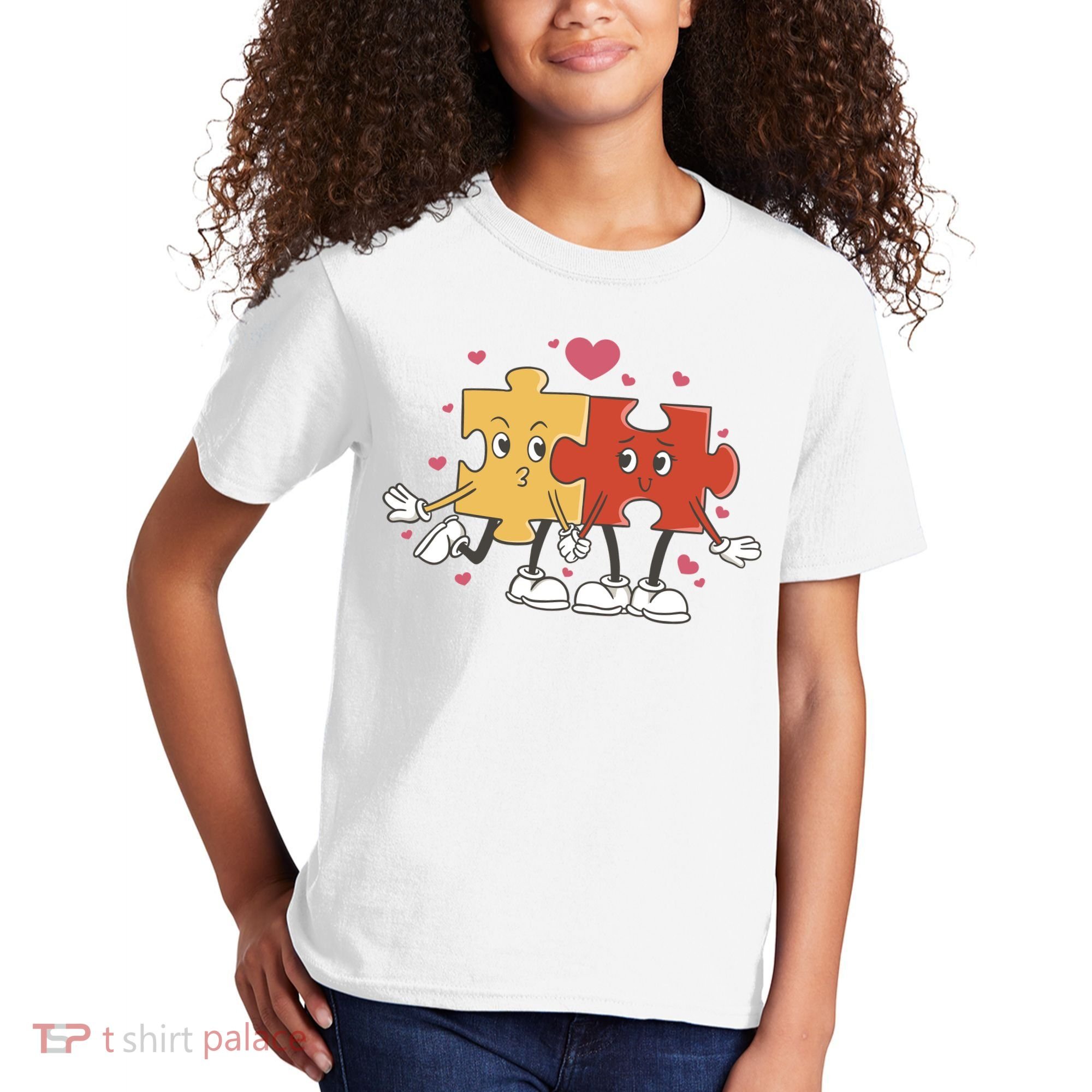 Puzzle Love Cartoon Kids T-Shirt