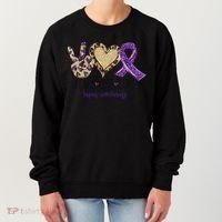 Peace Love Cure Lupus Awareness Purple Ribbon Leopard Gift Women's Sweatshirt thumb 0