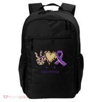 Peace Love Cure Lupus Awareness Purple Ribbon Leopard Gift Backpack thumb 0