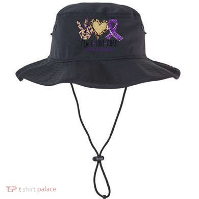 Peace Love Cure Lupus Awareness Purple Ribbon Leopard Gift Bucket Hat