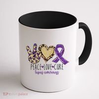 Peace Love Cure Lupus Awareness Purple Ribbon Leopard Gift Coffee Mug thumb 1
