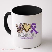 Peace Love Cure Lupus Awareness Purple Ribbon Leopard Gift Coffee Mug thumb 0