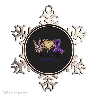 Peace Love Cure Lupus Awareness Purple Ribbon Leopard Gift Ornament