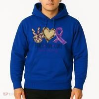 Peace Love Cure Lupus Awareness Purple Ribbon Leopard Gift Hoodie thumb 2