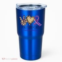 Peace Love Cure Lupus Awareness Purple Ribbon Leopard Gift Tumbler thumb 0