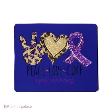 Peace Love Cure Lupus Awareness Purple Ribbon Leopard Gift Mousepad
