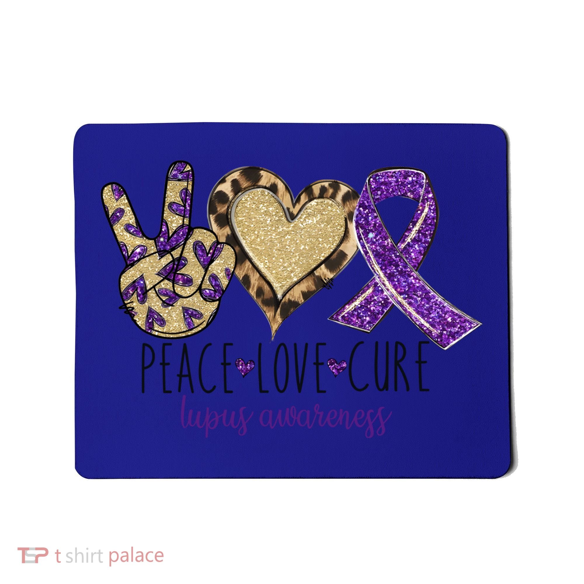 Peace Love Cure Lupus Awareness Purple Ribbon Leopard Gift Mousepad