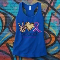Peace Love Cure Lupus Awareness Purple Ribbon Leopard Gift Women's Tank Top thumb 3
