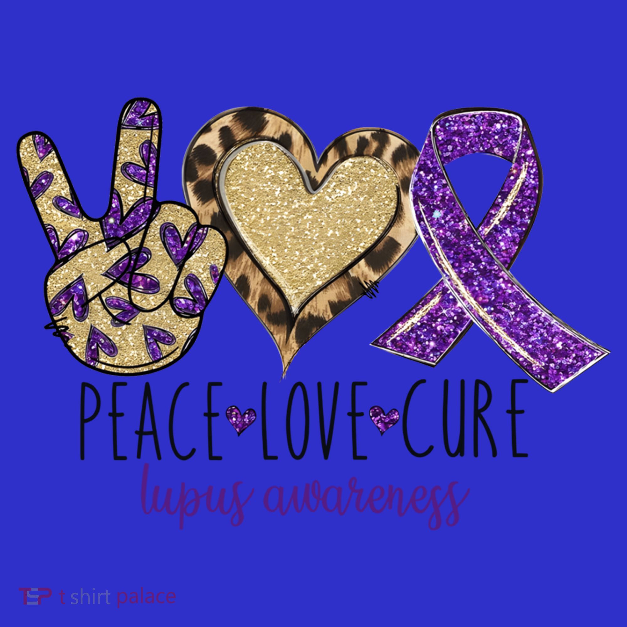 Peace Love Cure Lupus Awareness Purple Ribbon Leopard Gift Women's Tank Top
